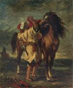 Eugene Delacroix Arab Sadding His Horse oil on canvas